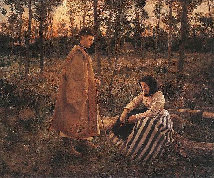 Bela Ivanyi-Grunwald Shepherd and Peasant Woman France oil painting art